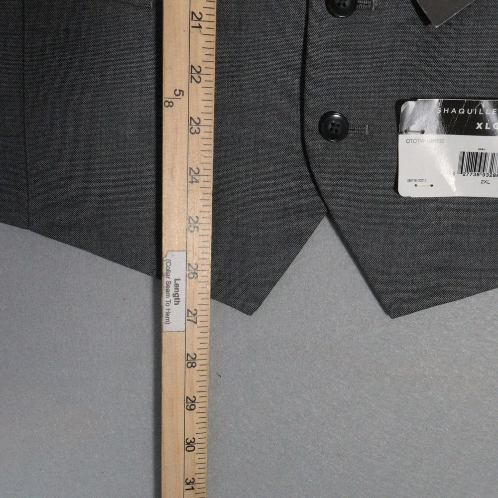 Shaquille O'Neal XLG Suit Vest Big & Tall Stretch Grey Formal Men 2XL NWT